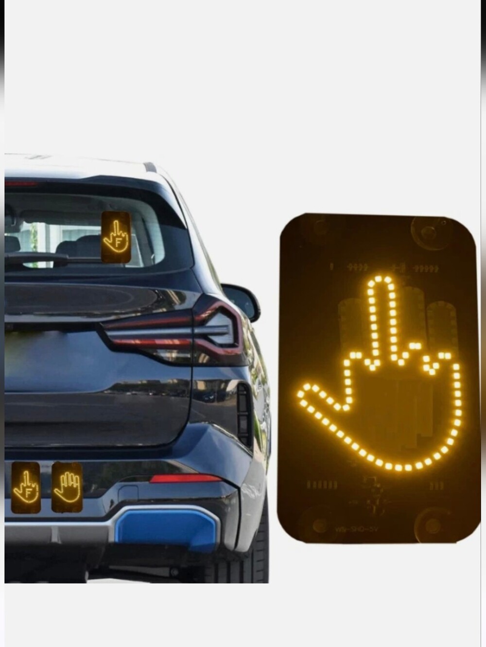 LED Middle Finger Warning Sign 9” x 4.5”